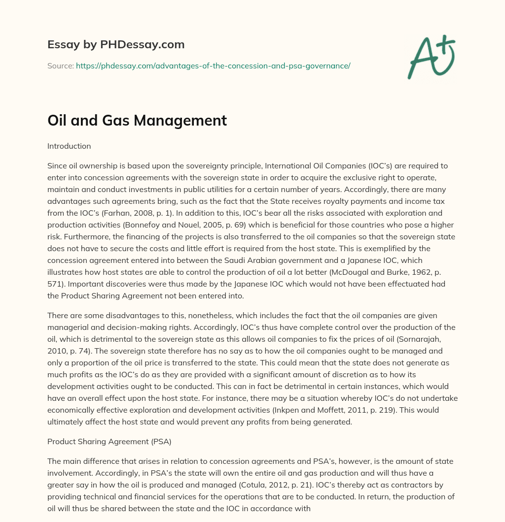 phd oil and gas management