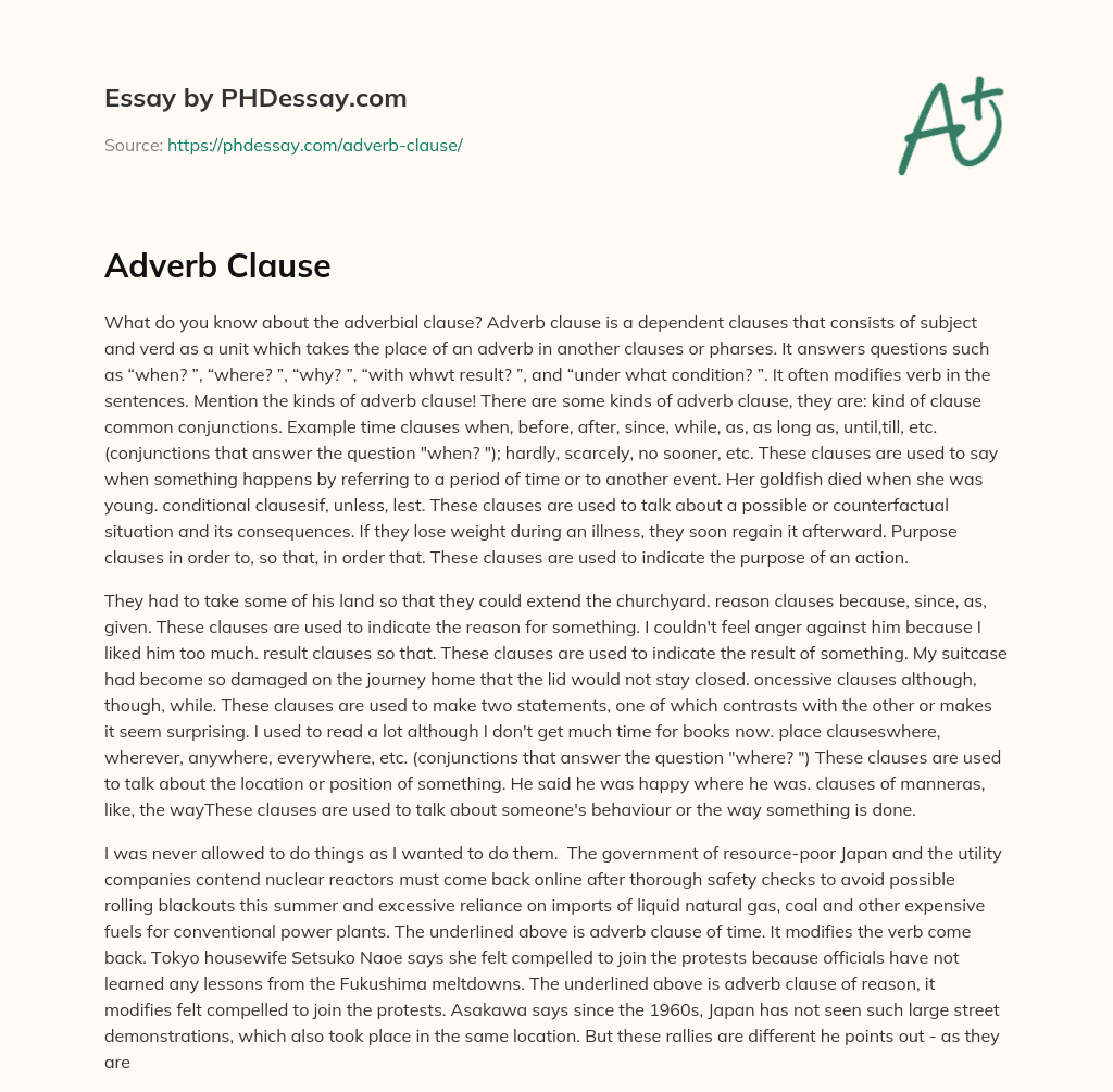 Adverb Clause essay