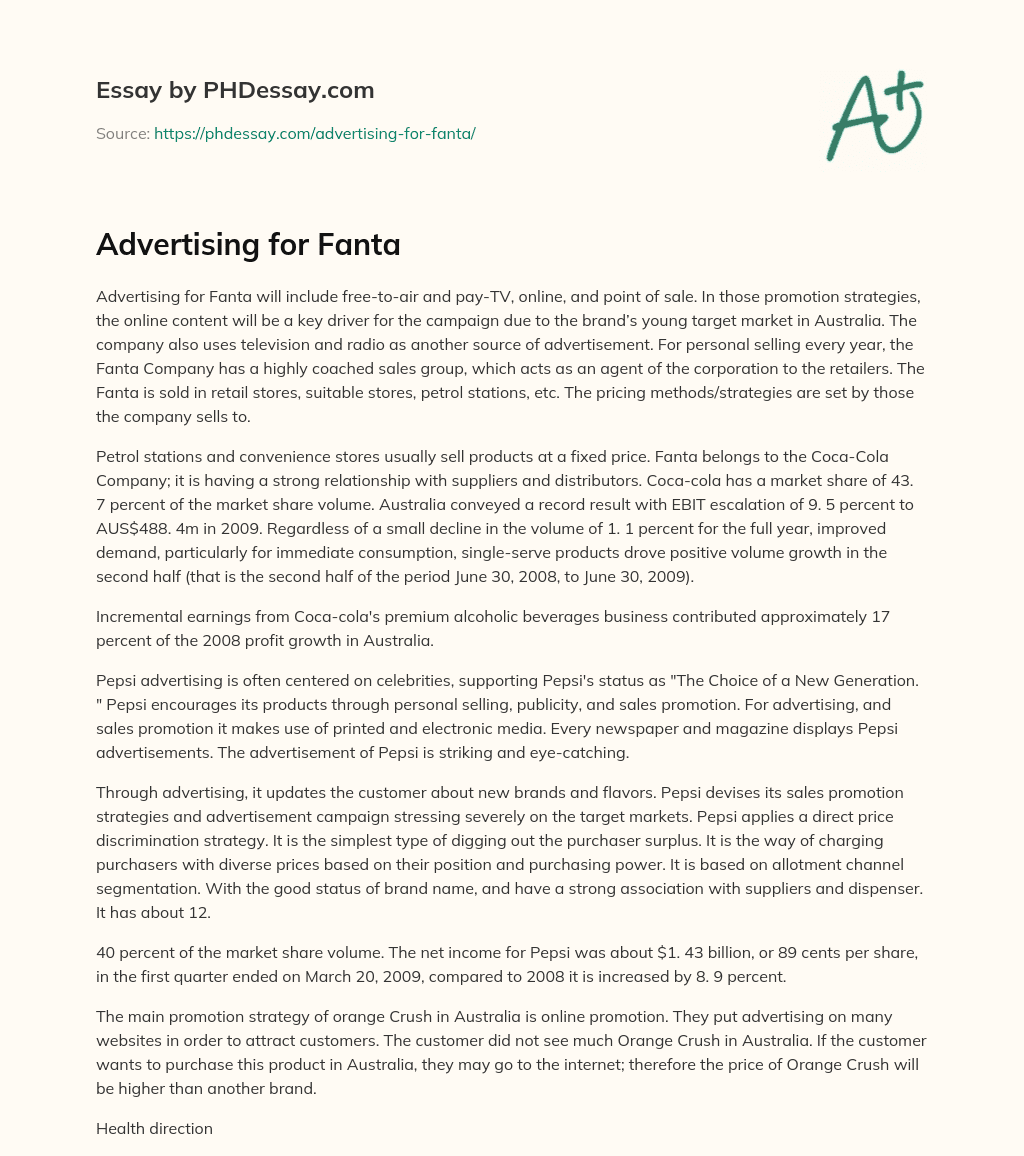Advertising for Fanta essay