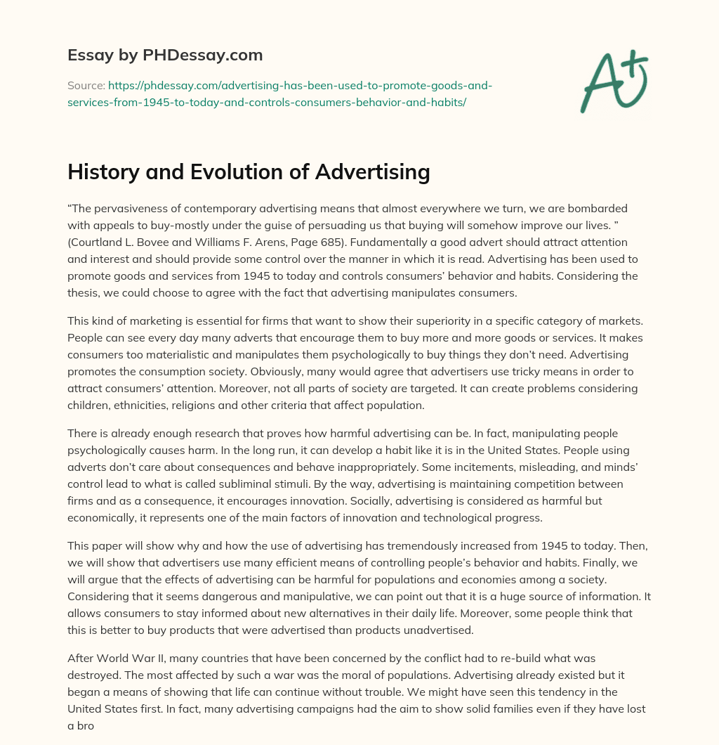 evolution of advertising essay