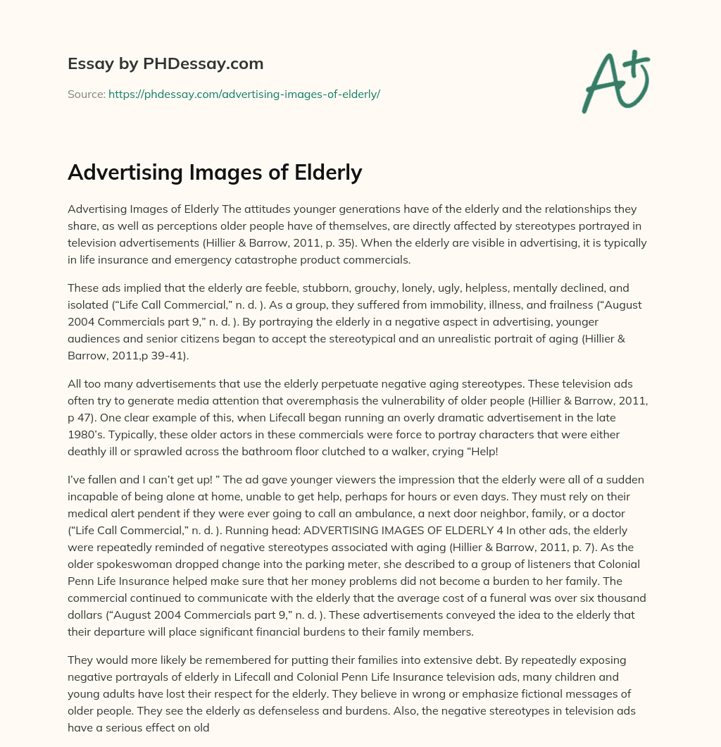 Advertising Images of Elderly essay