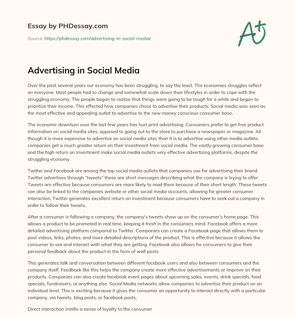 Advertising in Social Media essay