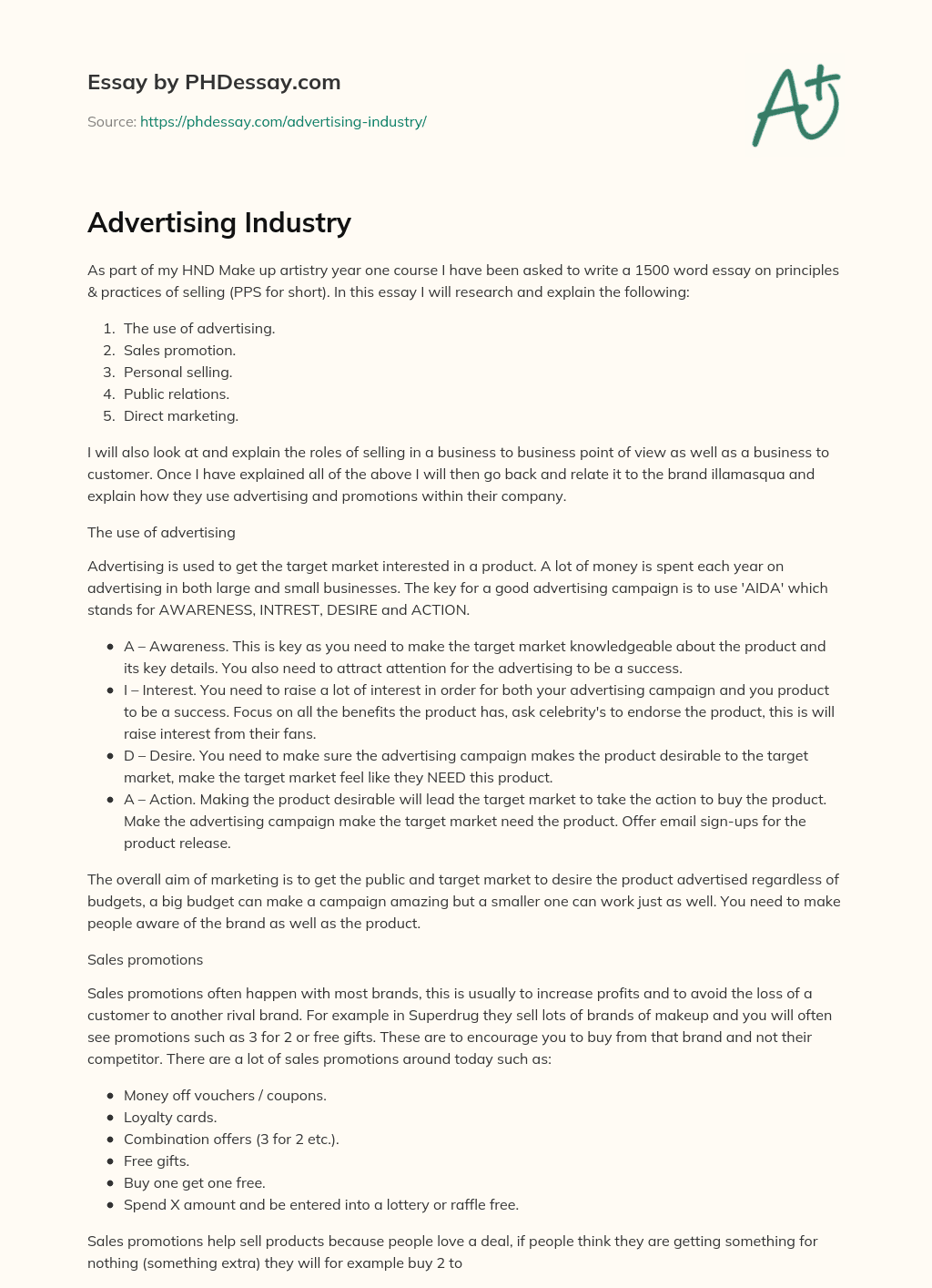Advertising Industry essay