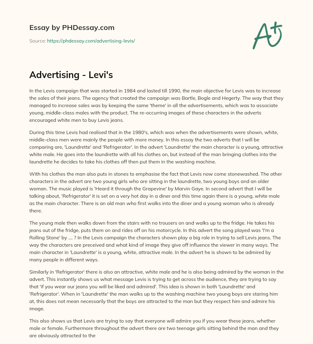 Advertising – Levi’s essay
