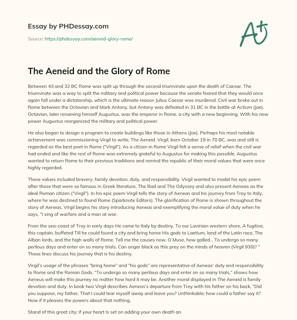 The Aeneid and the Glory of Rome essay