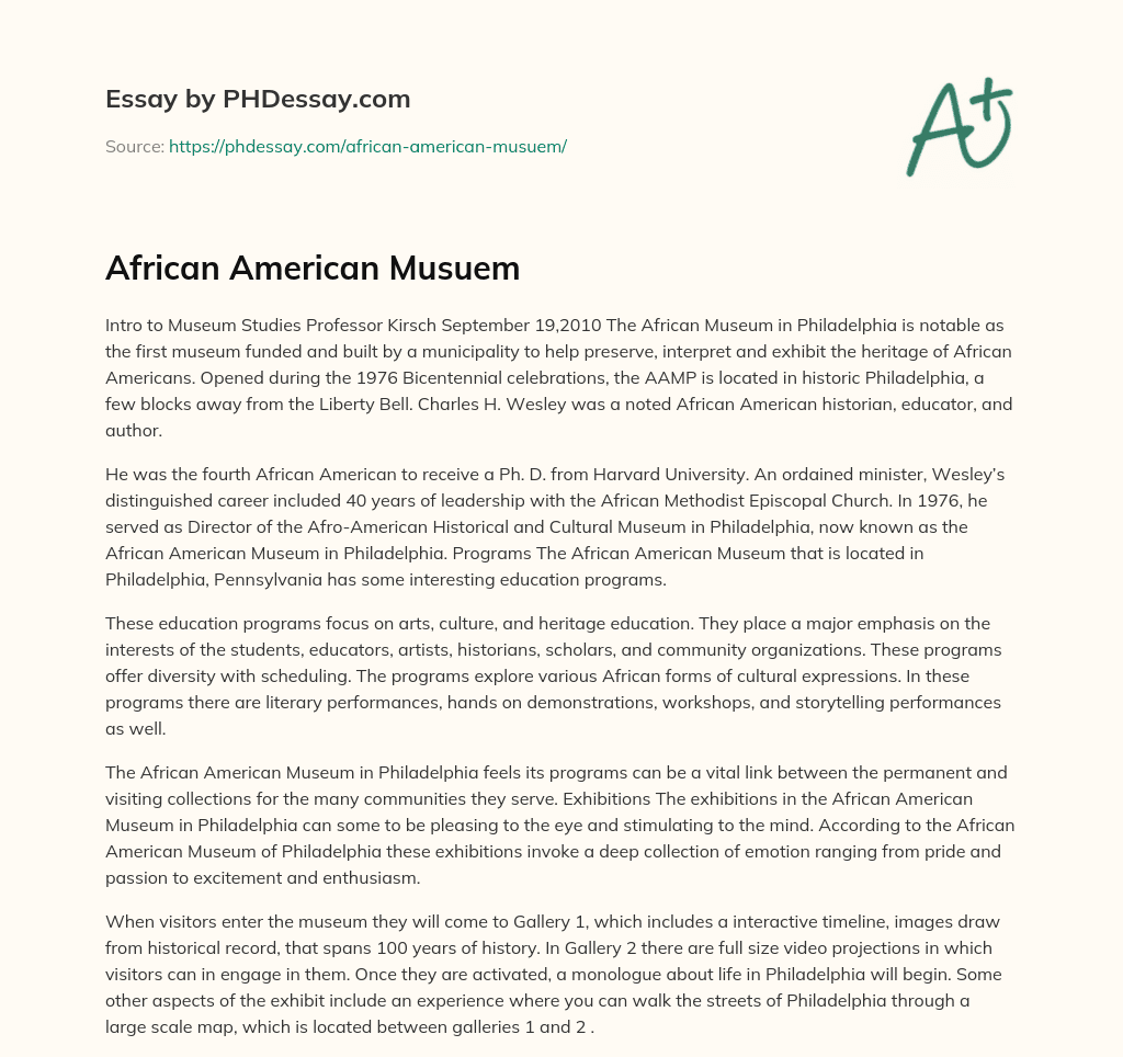 African American Musuem essay