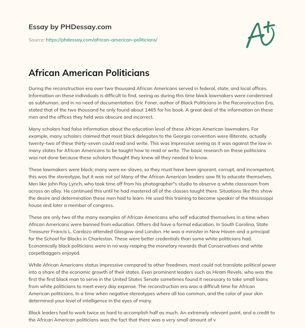 African American Politicians essay