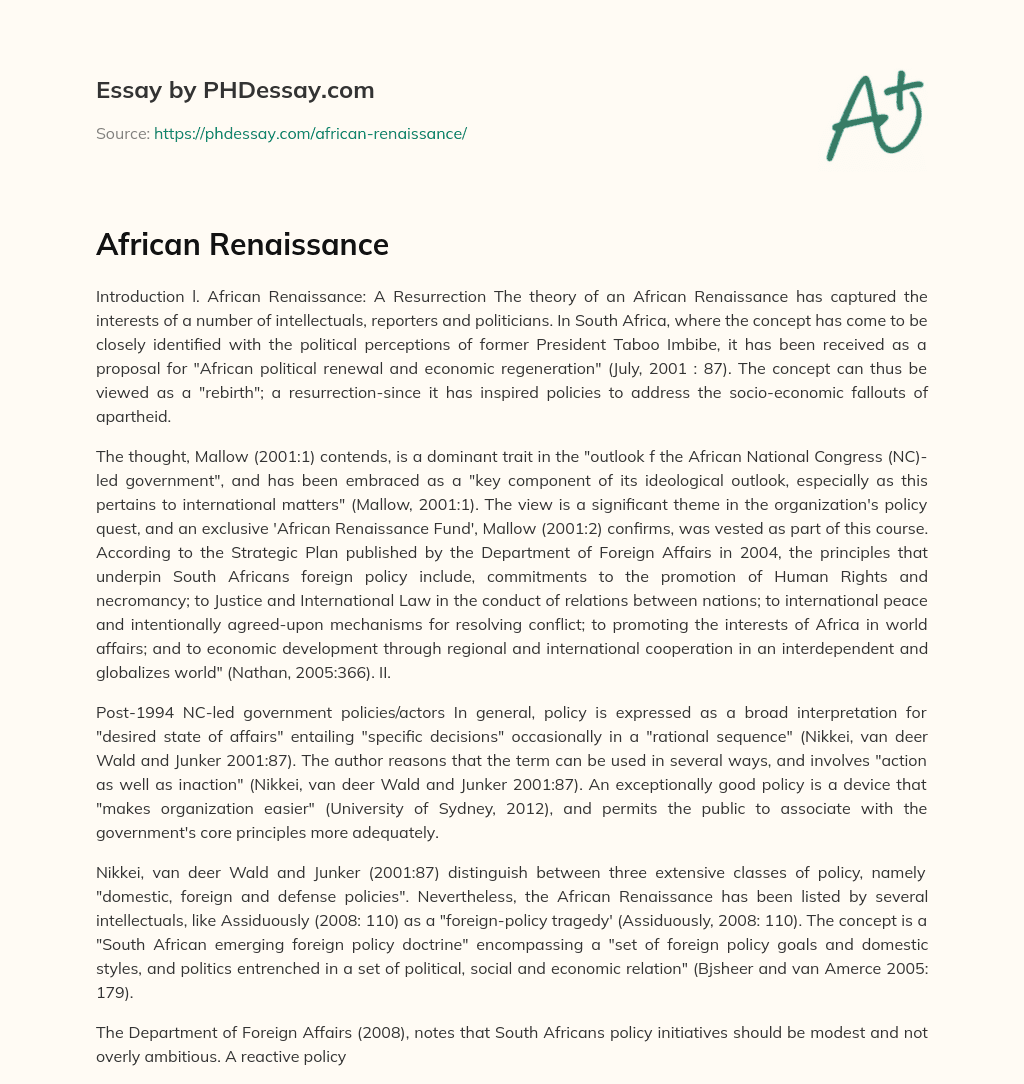 African Renaissance essay