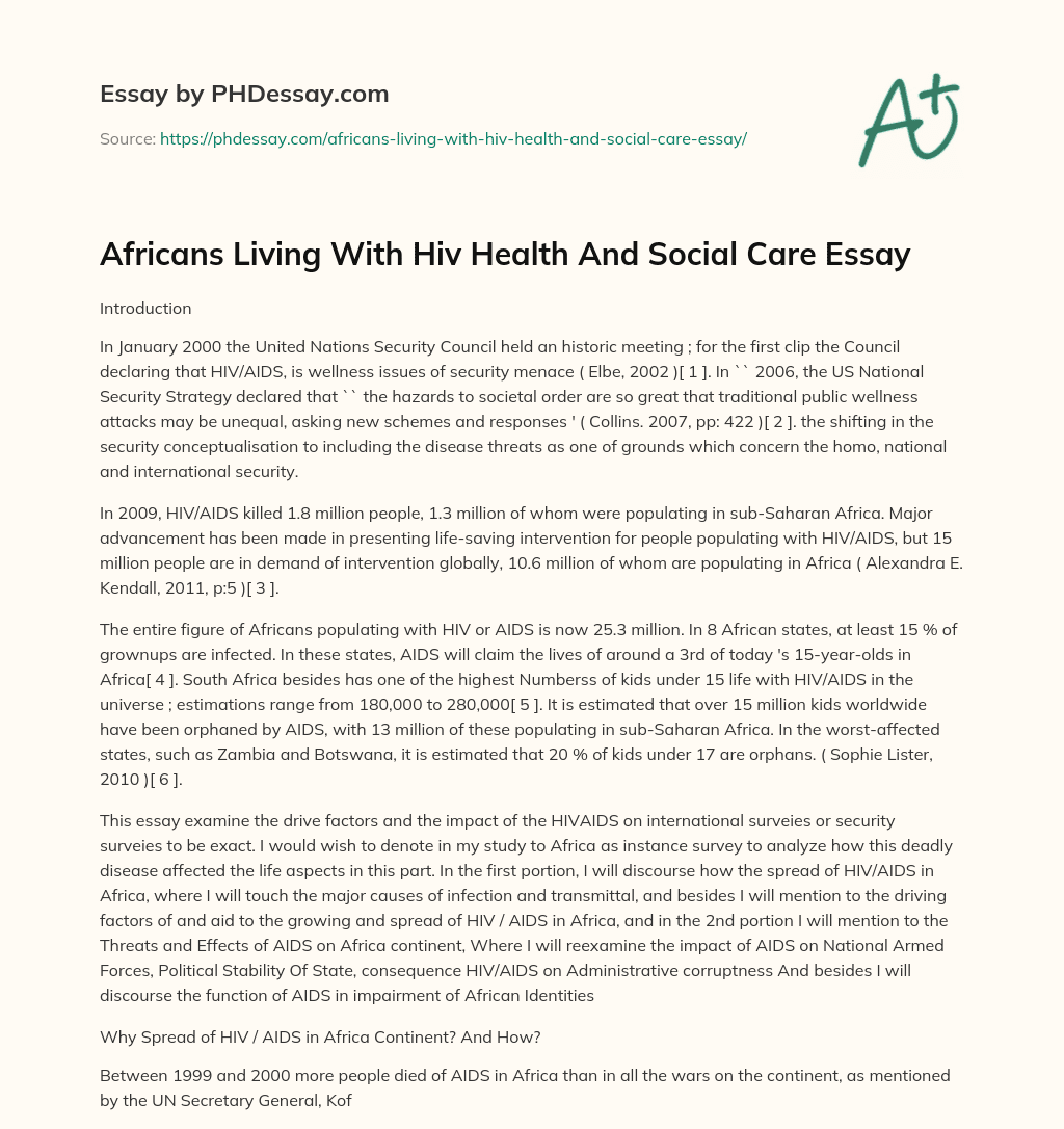 Africans Living With Hiv Health And Social Care Essay essay
