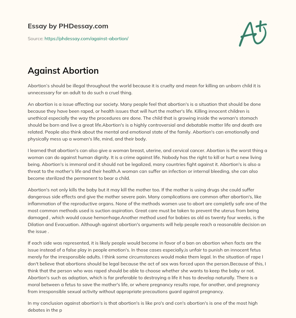 Against Abortion essay