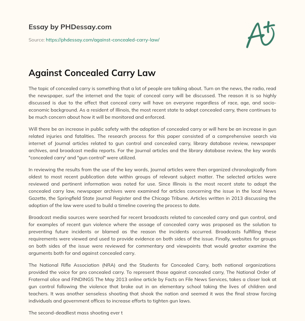 Against Concealed Carry Law essay