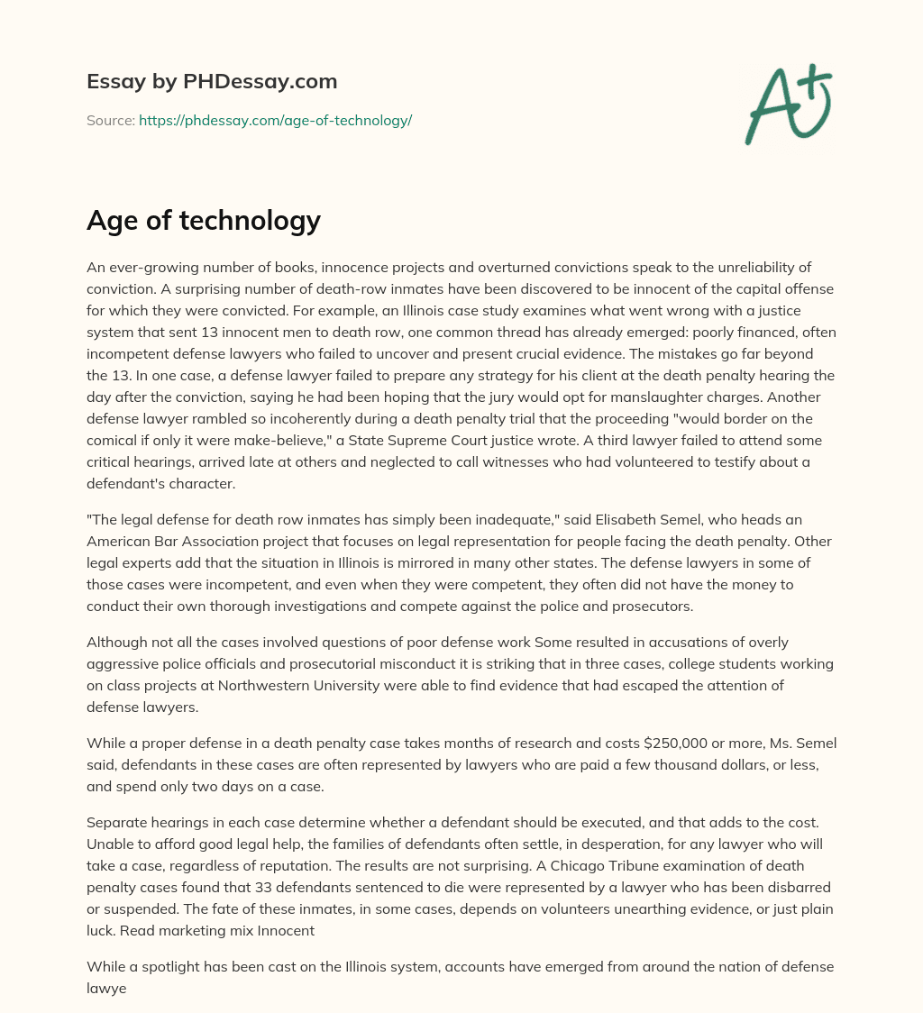 Age of technology essay
