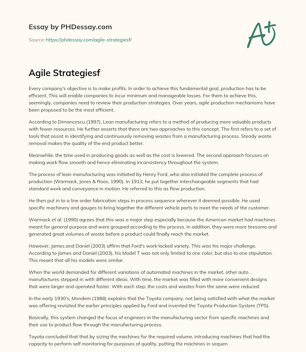Agile Strategiesf essay
