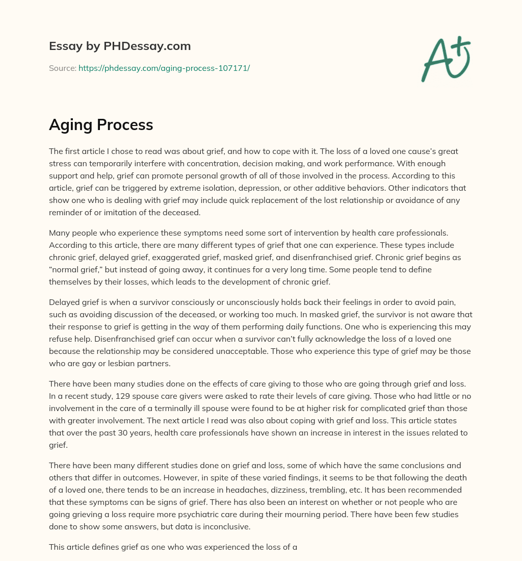 Aging Process essay