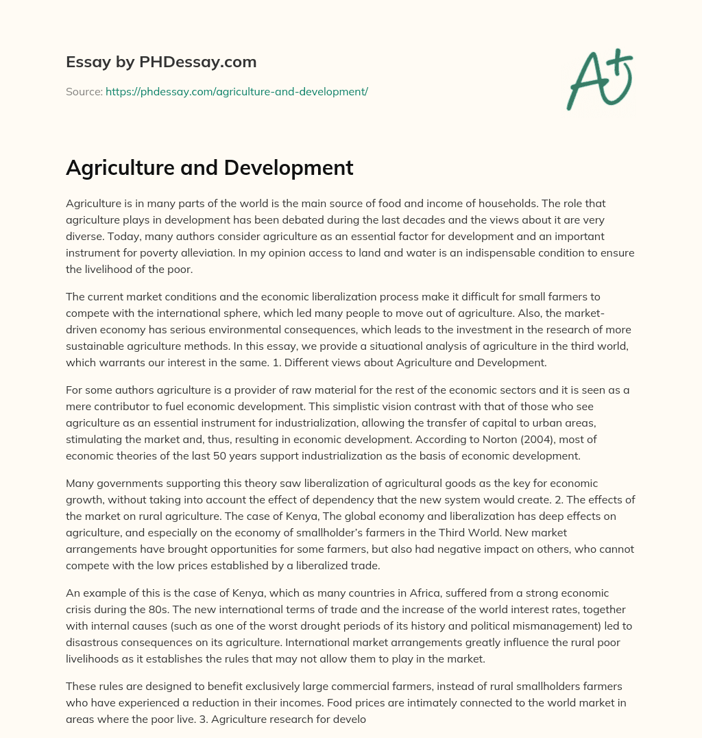 agriculture and development essay