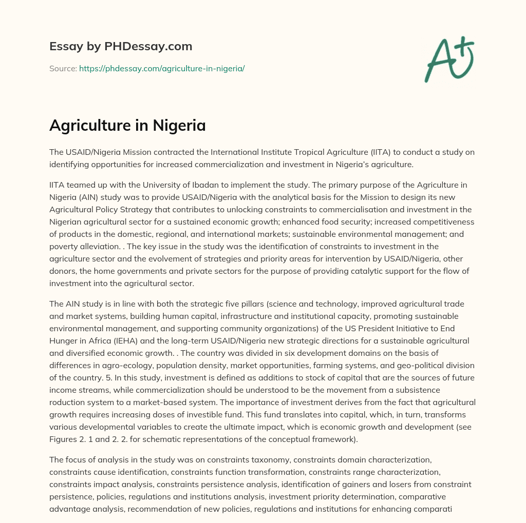 essay on agriculture in nigeria