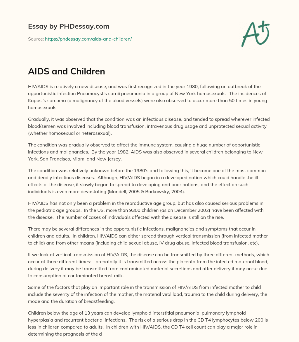 AIDS and Children essay