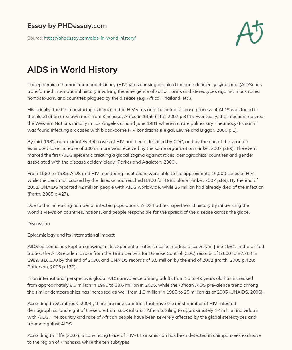 AIDS in World History essay