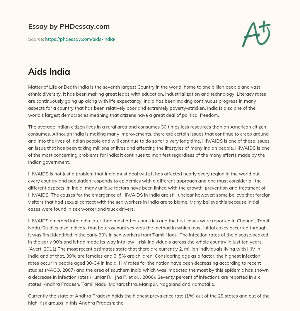 HIV/AIDS in India: A Persistent Challenge Despite Progress essay
