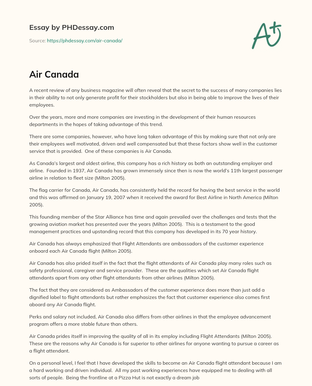 Air Canada essay