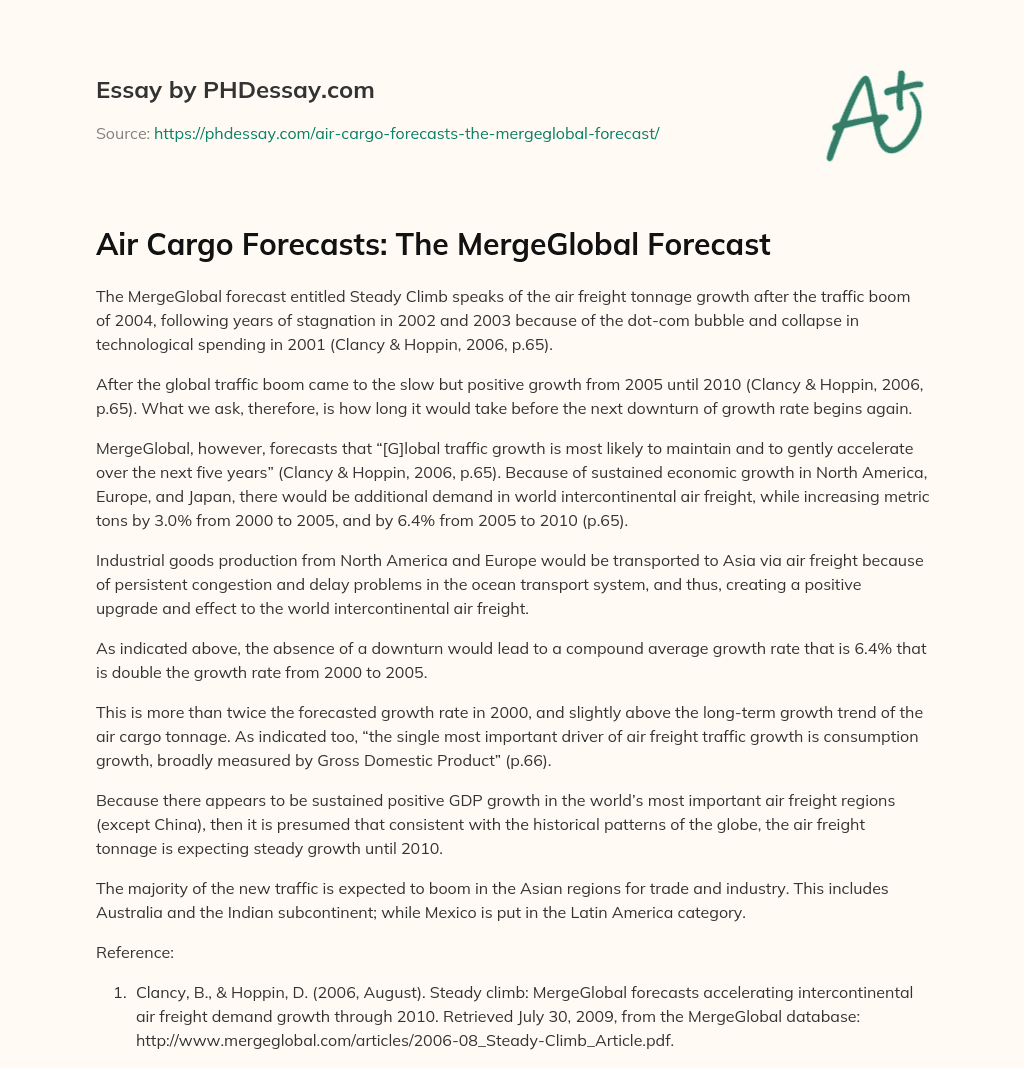 Air Cargo Forecasts: The MergeGlobal Forecast essay
