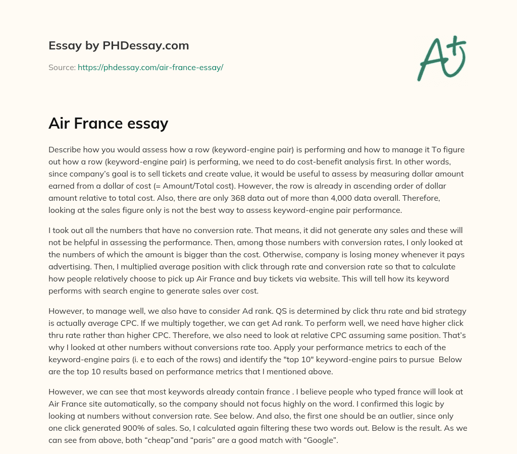 Air France  essay essay