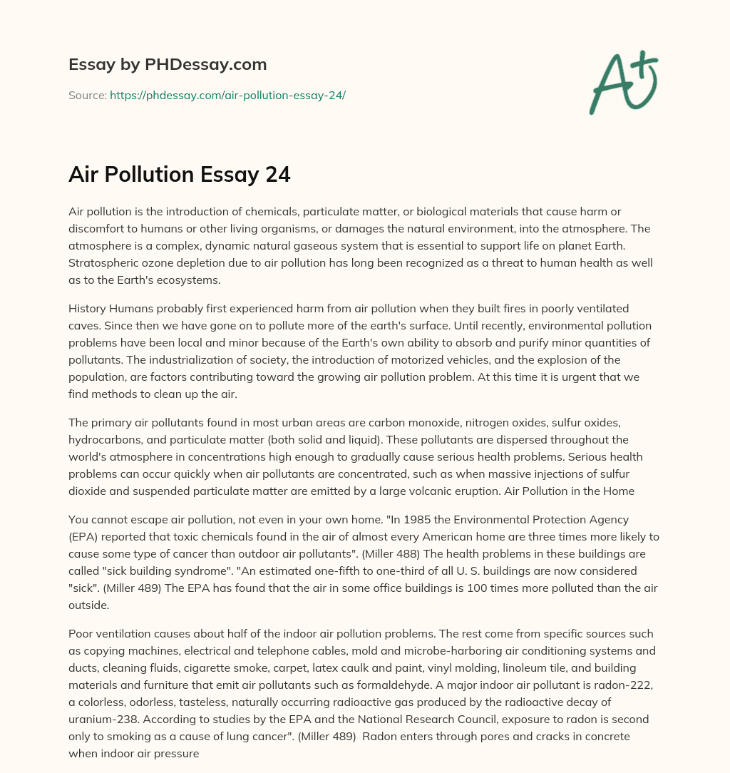 Air Pollution: A Threat to Life on Earth and the Environment essay