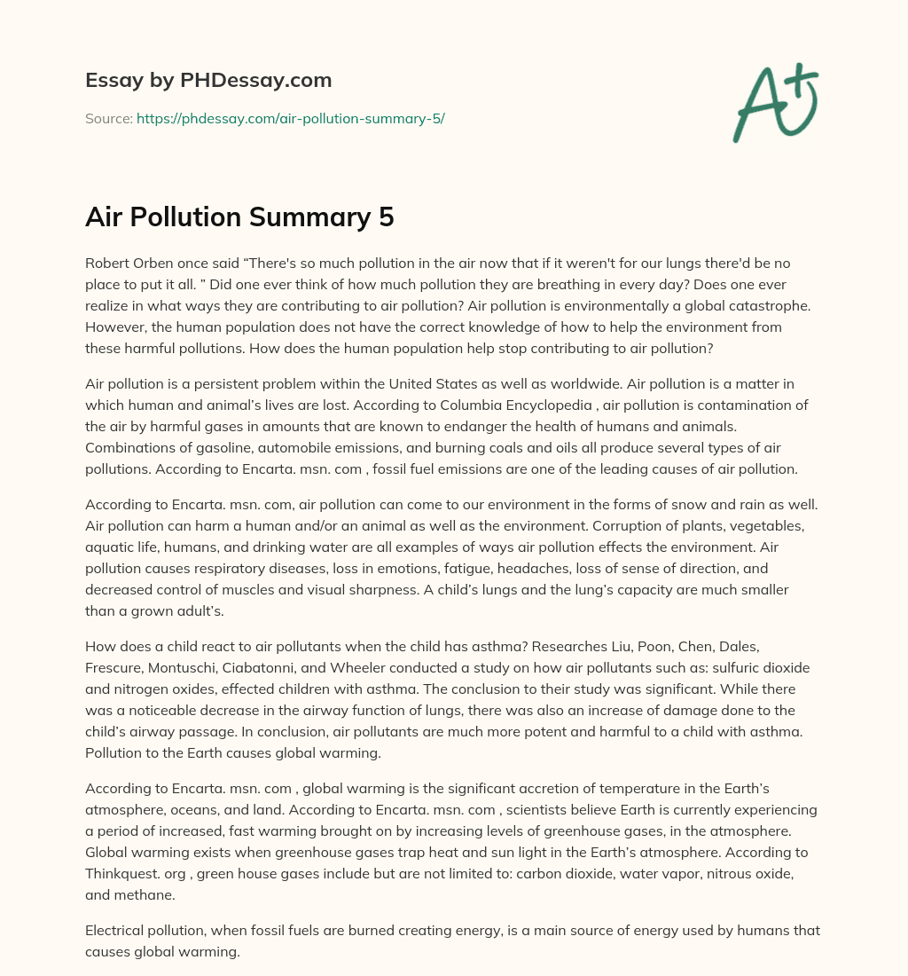 air pollution essay introduction body conclusion