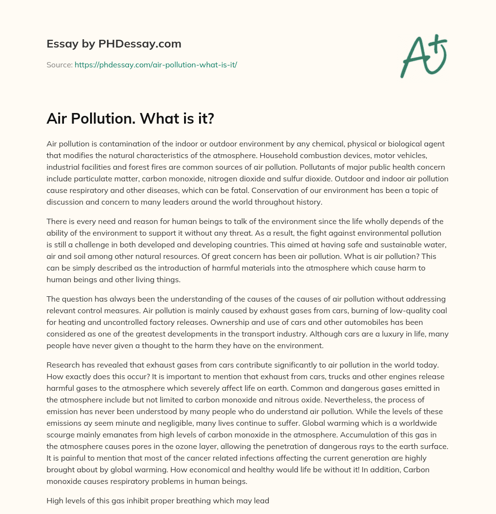 Air Pollution. What is it? essay