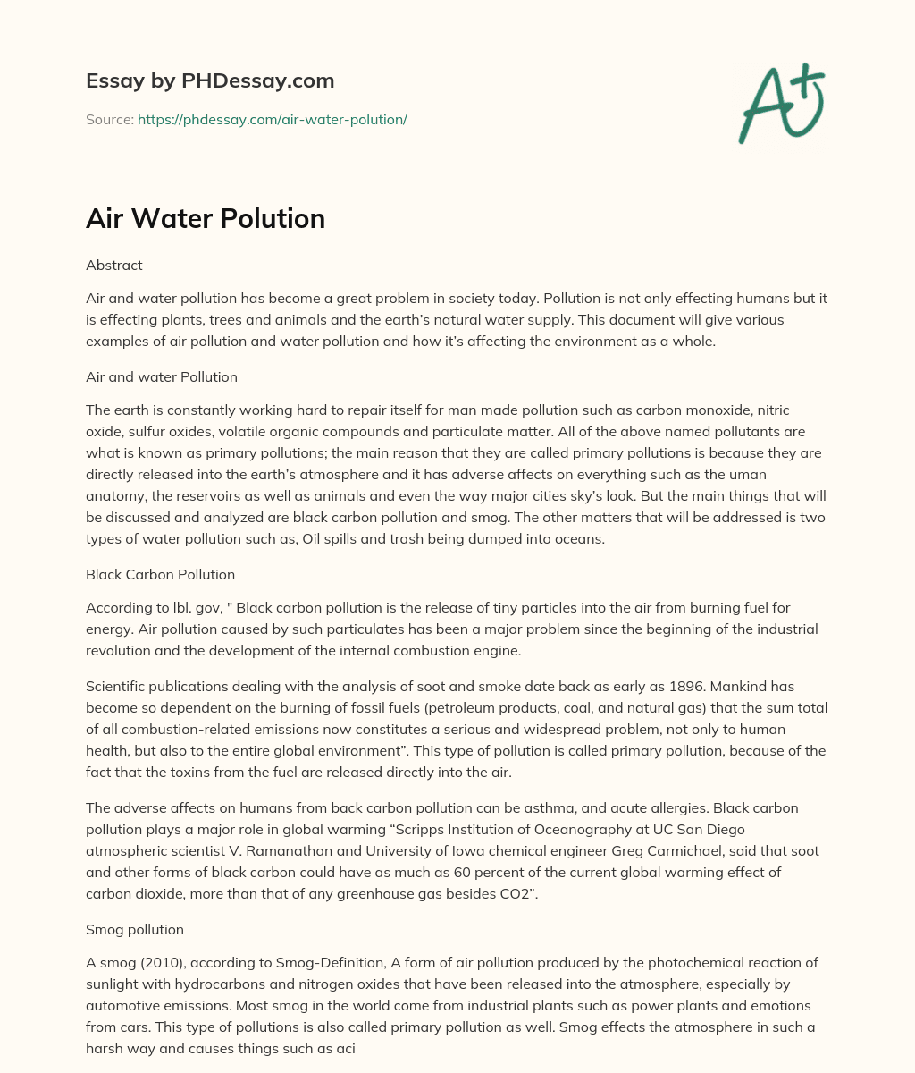 Air Water Polution essay