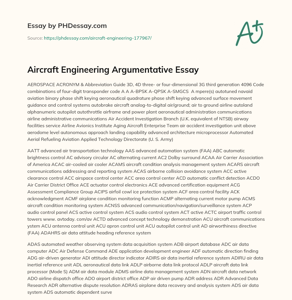 why aerospace engineering college essay