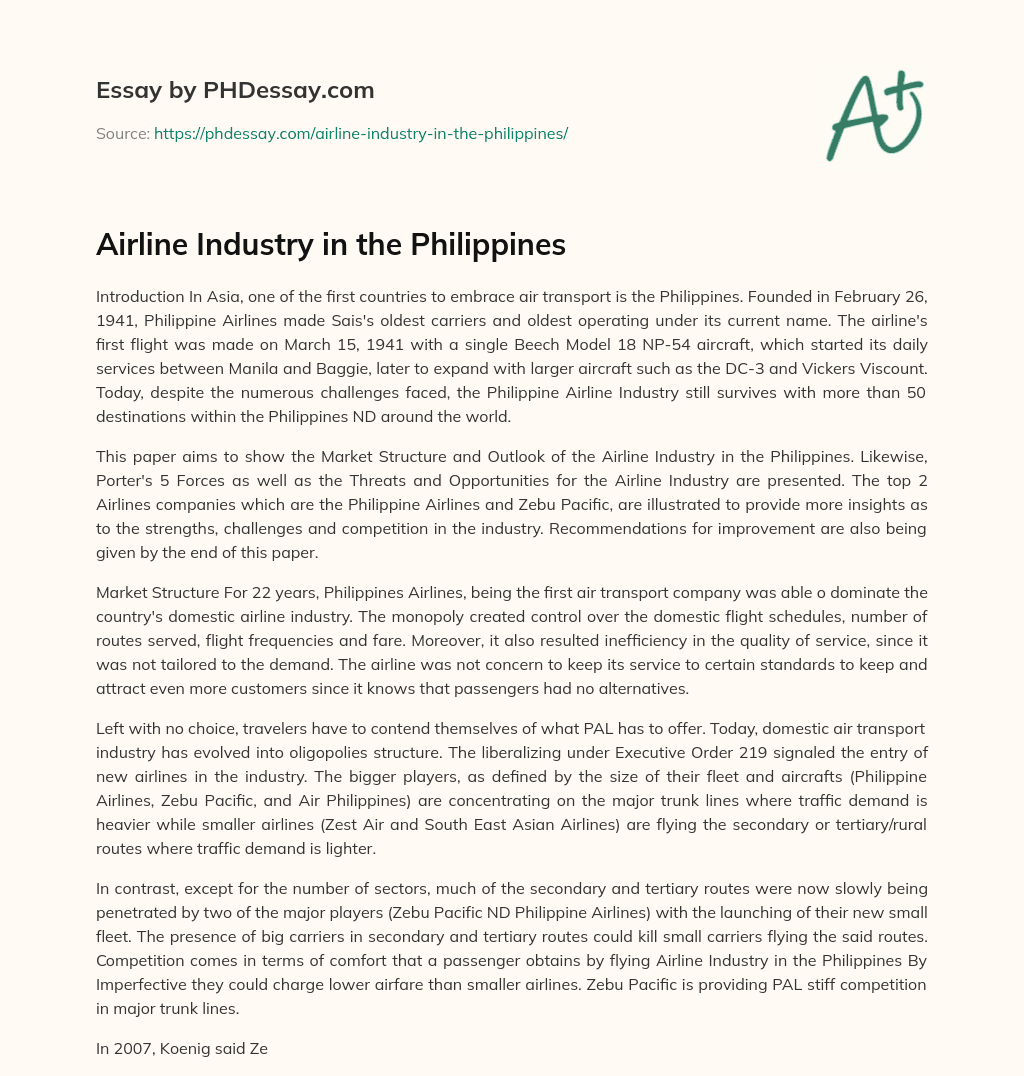 Airline Industry in the Philippines essay