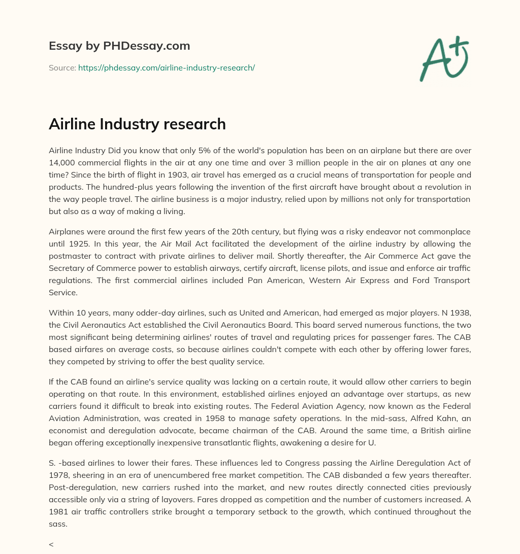 Airline Industry research essay