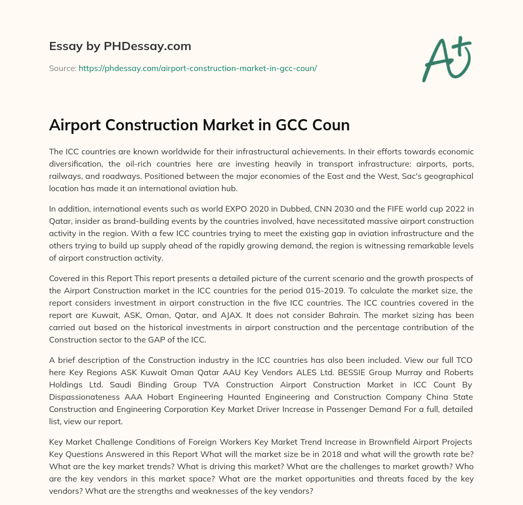 Airport Construction Market in GCC Coun essay