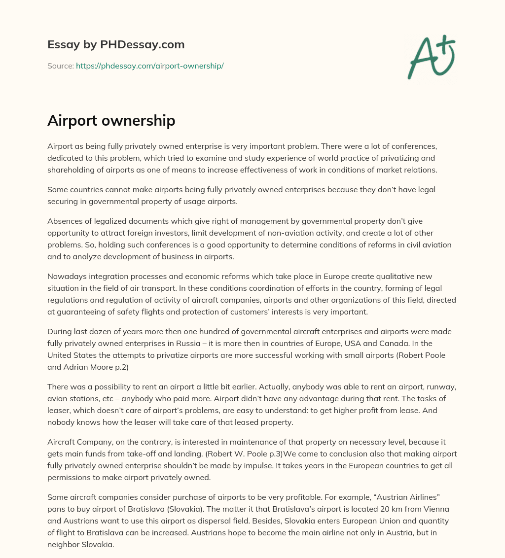 Airport ownership essay