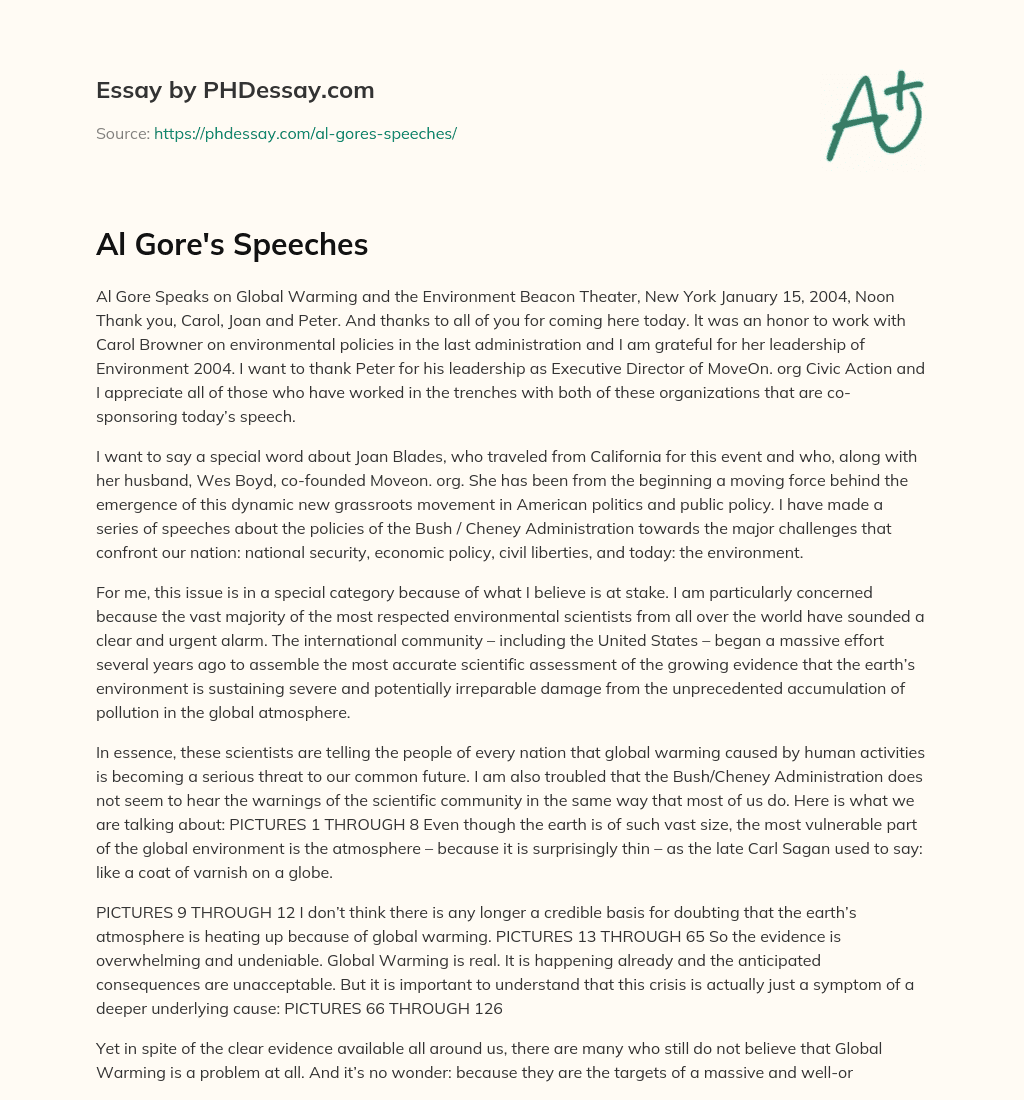 Al Gore’s Speeches essay