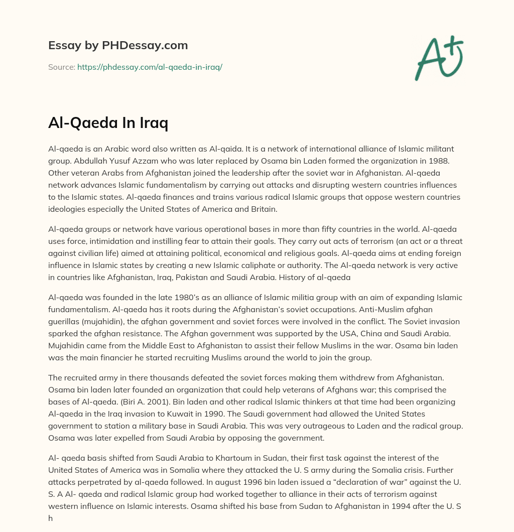 Al-Qaeda In Iraq essay