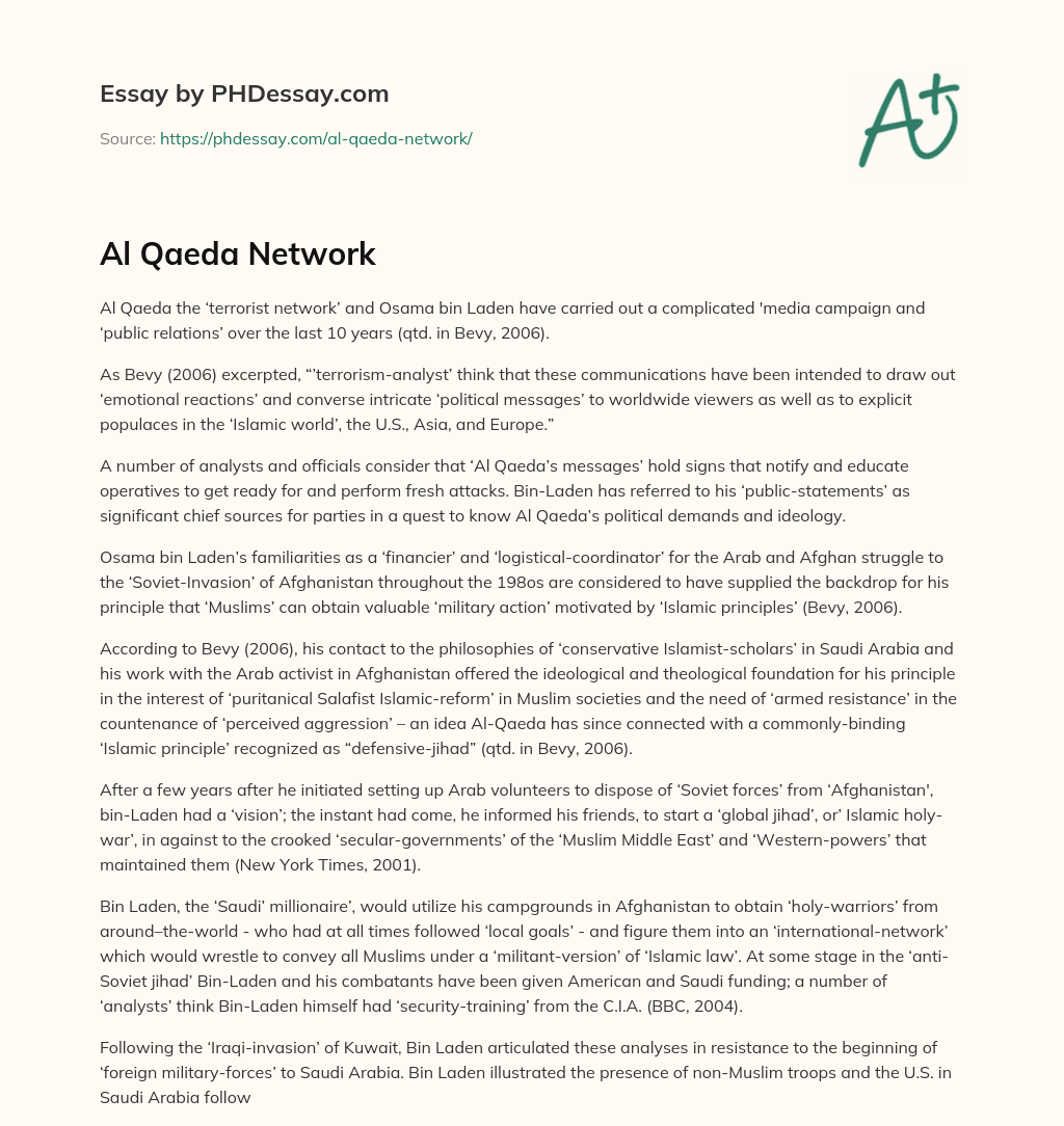Al Qaeda Network essay