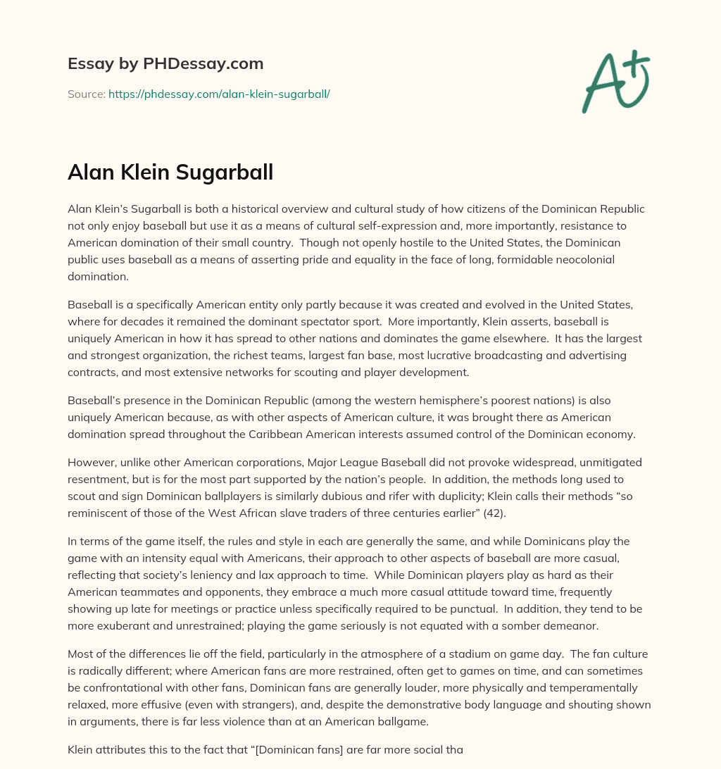 Alan Klein Sugarball essay