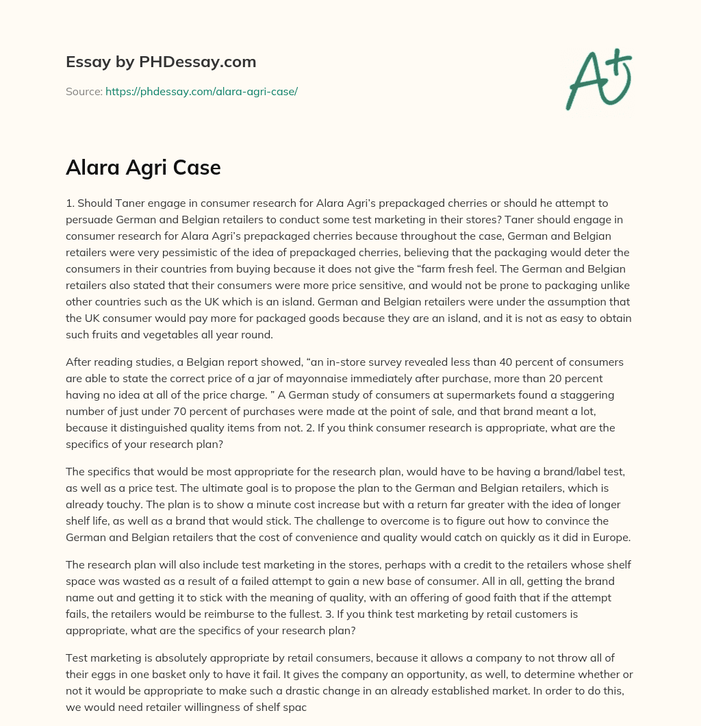 Alara Agri Case essay