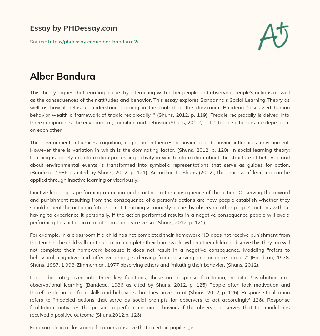 Alber Bandura essay