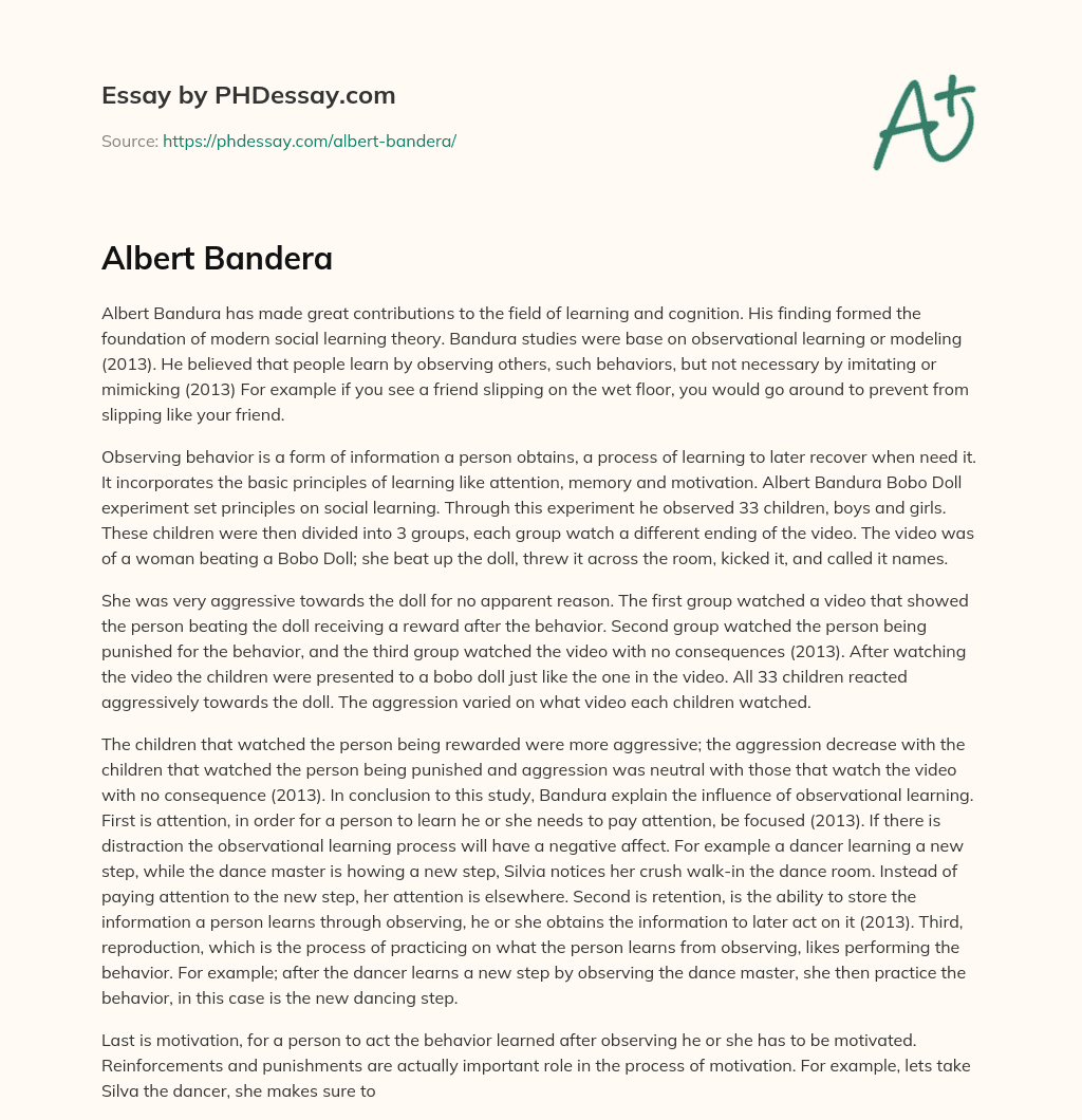 Albert Bandera essay