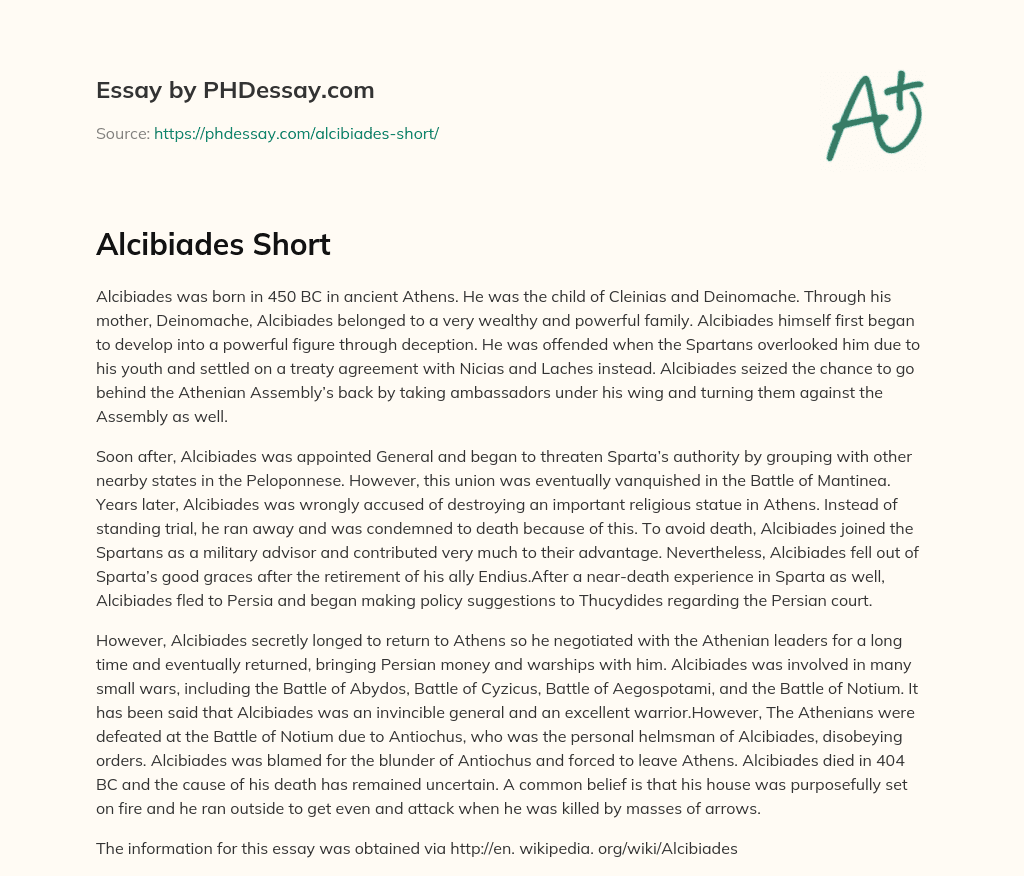 Alcibiades Short essay