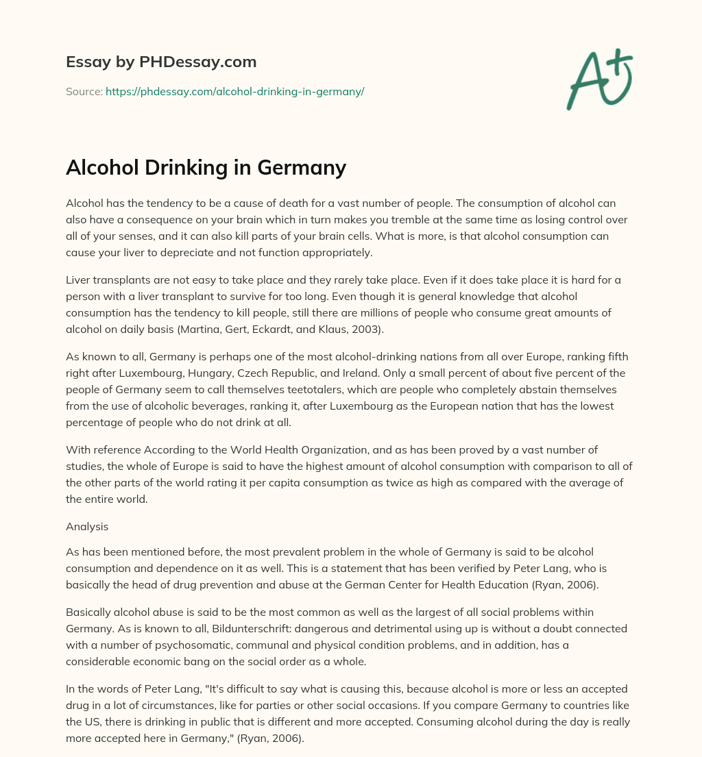 Alcohol Drinking in Germany essay