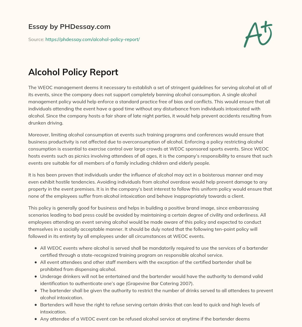associated alcohol research report