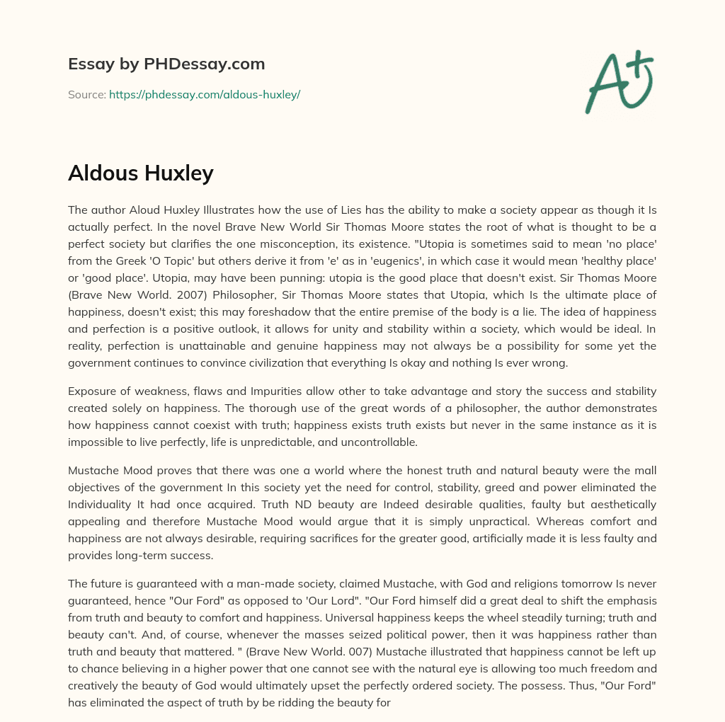 beauty industry essay by aldous huxley pdf