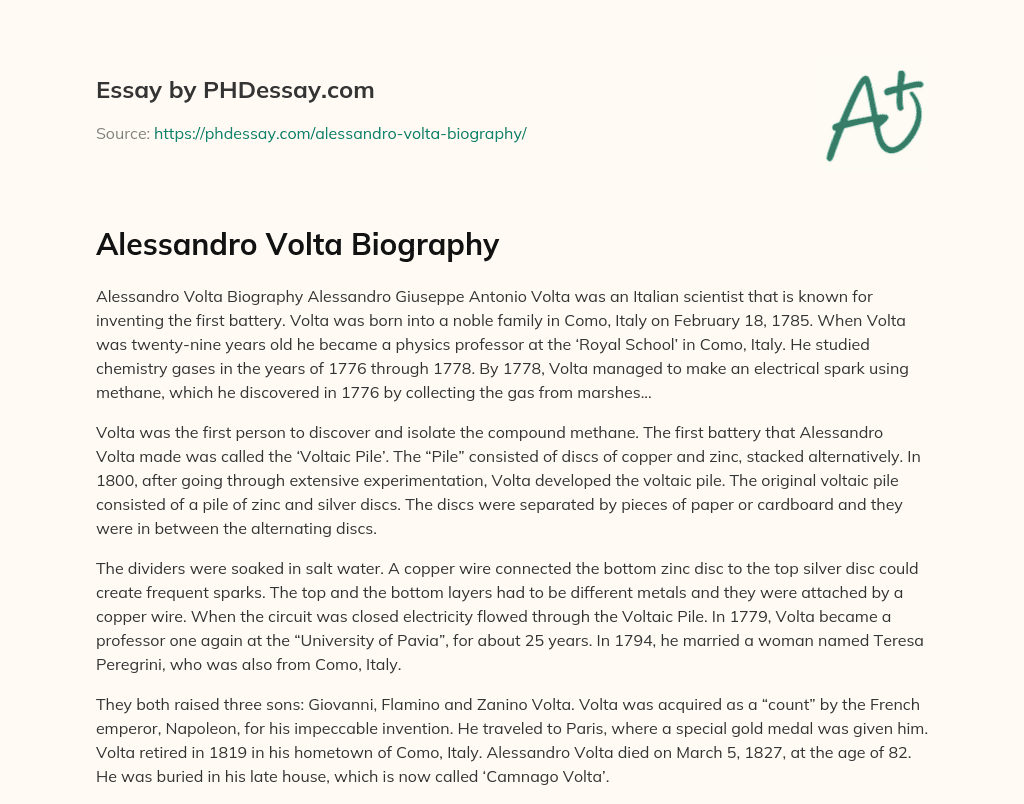 Alessandro Volta Biography essay