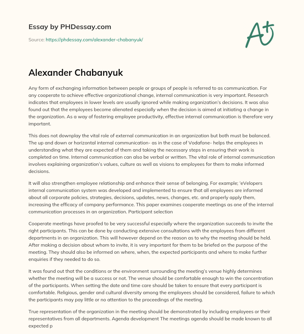 Alexander Chabanyuk essay