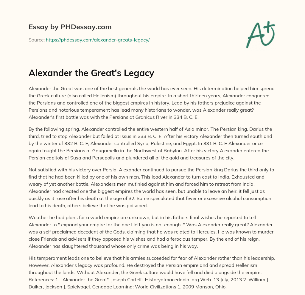 Alexander the Great’s Legacy essay