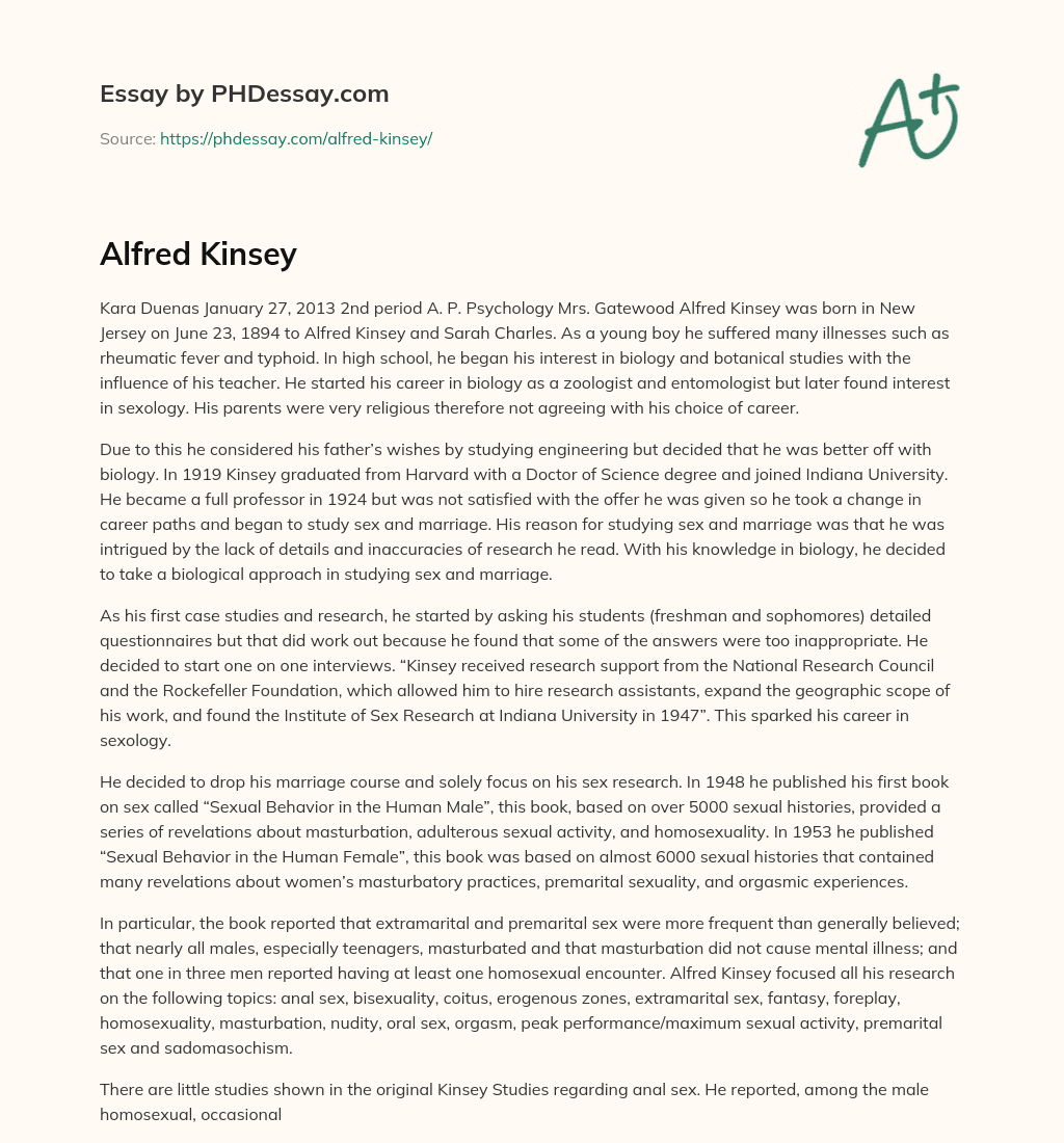 Alfred Kinsey essay